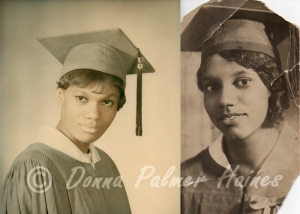 This is a composite of my mother's and my graduation photos.  We both graduated from Roosevelt High School in Gary, Indiana in 1931 and 1967 respectively.